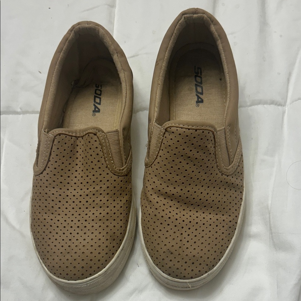 Soda Brown Perforated Slip-On Shoes💥